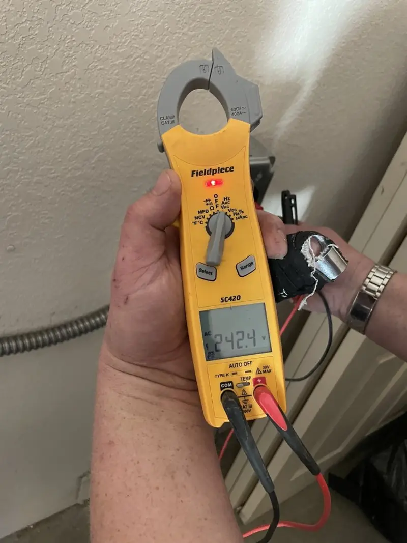 Voltage testing with clamp meter during Generator Installation in East Norriton
